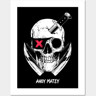 Ahoy Matey Pirate Skull Posters and Art